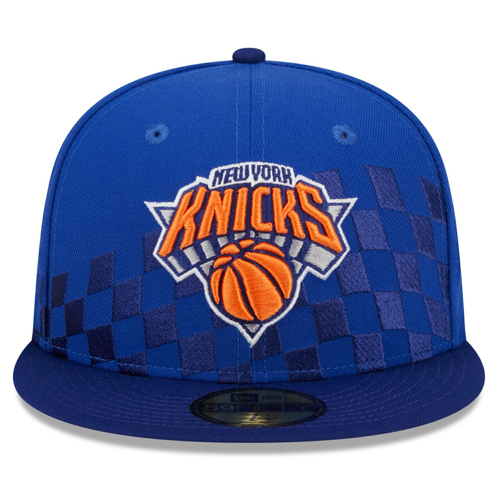 New York Knicks Rally Drive Checkerboard 59FIFTY Crown Fitted Hat - Blue | New Era outlet