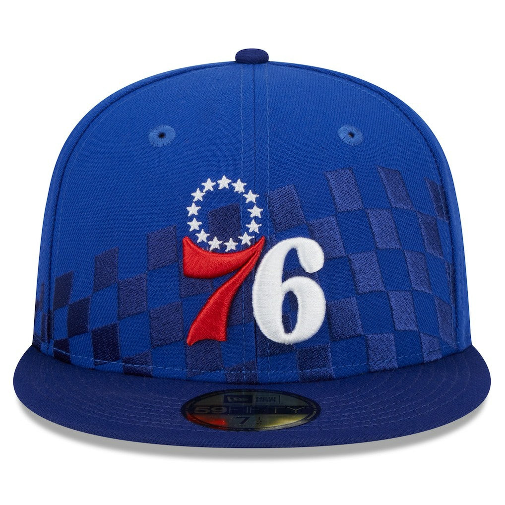 Philadelphia 76ers Rally Drive Checkerboard 59FIFTY Crown Fitted Hat - Royal | New Era sale
