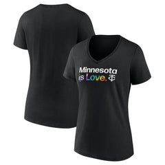 Minnesota Twins Women's City Pride V-Neck T-Shirt - Black