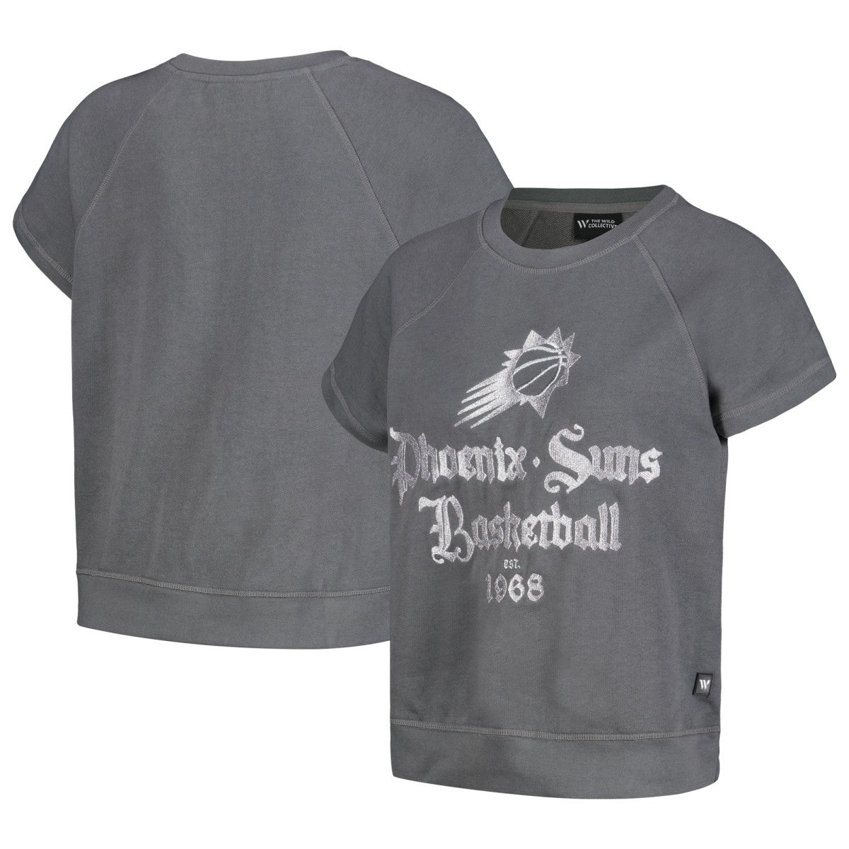 Phoenix Suns The Wild Collective Women's Embroidered Fleece Raglan Short Sleeve Pullover Sweatshirt - Gray sale