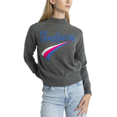Los Angeles Dodgers Lusso Women's Serena Raglan Pullover Sweater - Gray