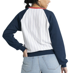 St. Louis Cardinals Lusso Women's Mack Fleece V-Neck Pullover Top - White/Navy