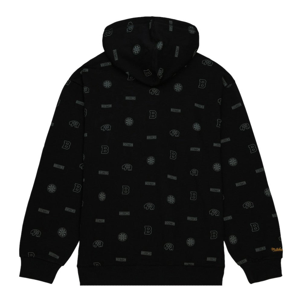 Boston Bruins Mitchell & Ness 100th Anniversary Allover Print Pullover Hoodie