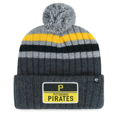 Pittsburgh Pirates Stack Cuffed Knit Hat with Pom - Gray | 47 brand