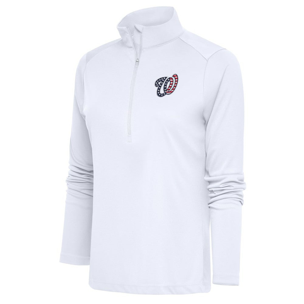 Washington Nationals Antigua Women's Patriotic Tribute Half-Zip Pullover Top - White