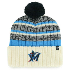 Miami Marlins Tavern Cuffed Knit Hat with Pom - Natural | 47 brand