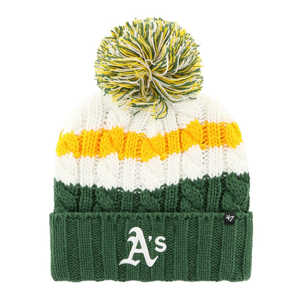 Athletics Women's Ashfield Cuffed Knit Hat with Pom - White/Green | 47 brand