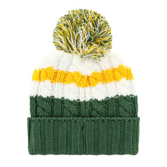 Athletics Women's Ashfield Cuffed Knit Hat with Pom - White/Green | 47 brand