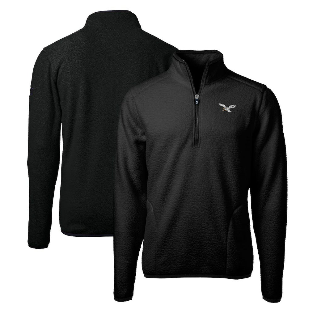 NFL Philadelphia Eagles Cutter & Buck Gridiron Classics Big & Tall Cascade Eco Sherpa Fleece Quarter-Zip Pullover Jacket