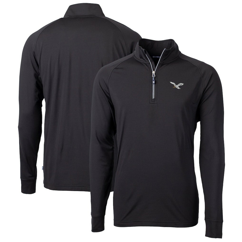 NFL Philadelphia Eagles Cutter & Buck Gridiron Classics Big & Tall Adapt Eco Knit Stretch Recycled Quarter-Zip Pullover Top