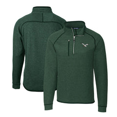 NFL Philadelphia Eagles Cutter & Buck Gridiron Classics Big & Tall Mainsail Sweater-Knit Half-Zip Pullover Jacket