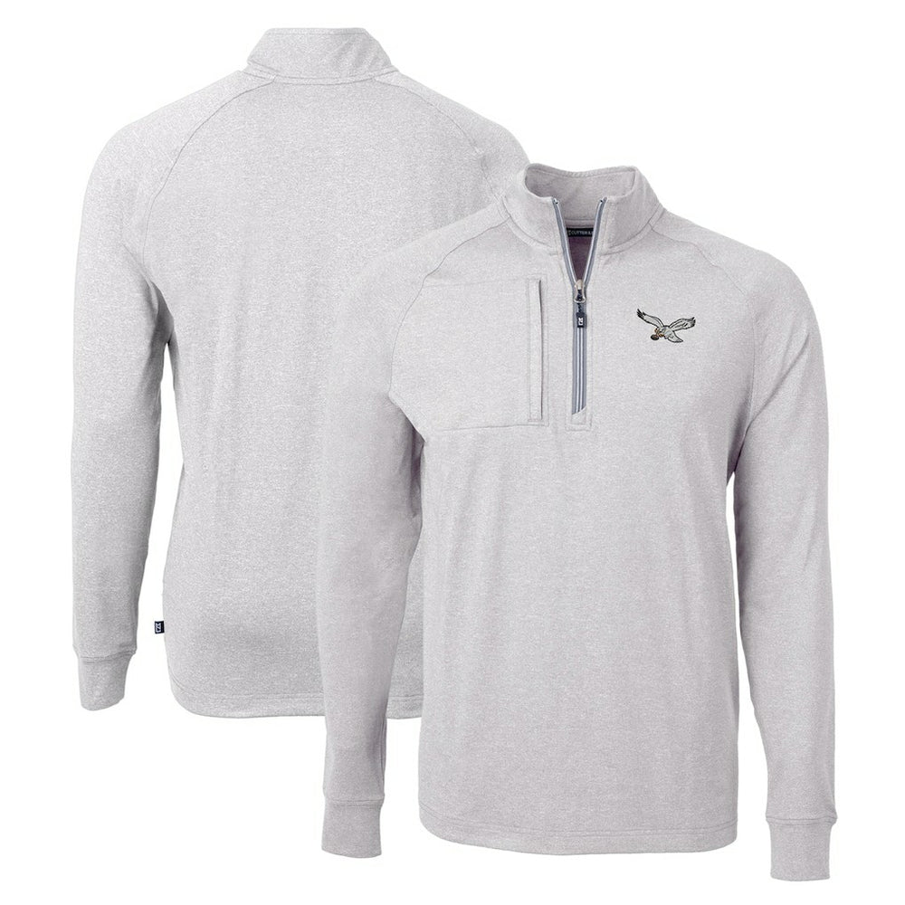 NFL Philadelphia Eagles Cutter & Buck Gridiron Classics Big & Tall Adapt Eco Knit Heather Quarter-Zip Pullover Top