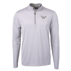 NFL Philadelphia Eagles Cutter & Buck Gridiron Classics Big & Tall Virtue Eco Pique Micro Stripe Recycled Quarter-Zip Pullover Top