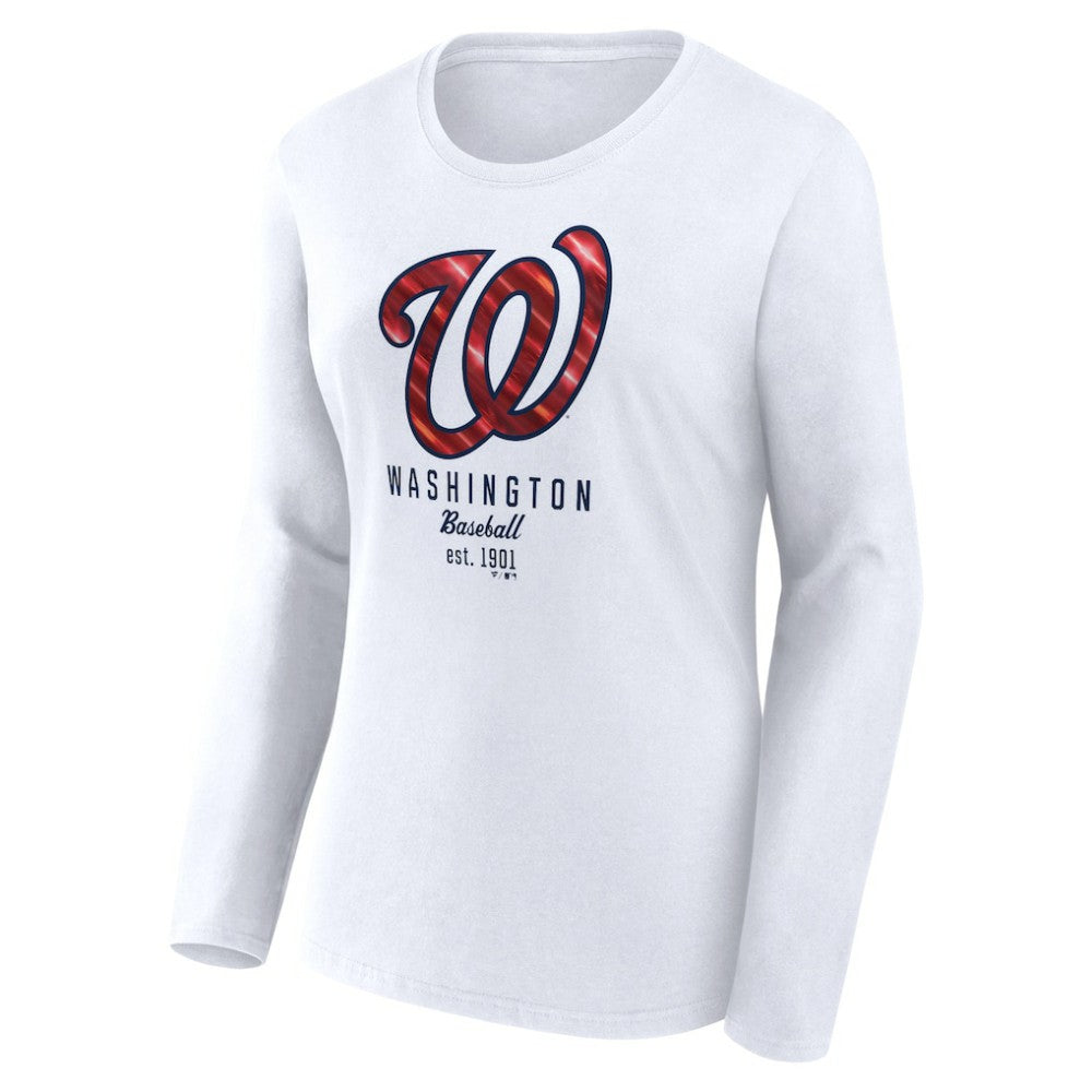 Washington Nationals Women's Lightweight Fitted Long Sleeve T-Shirt - White