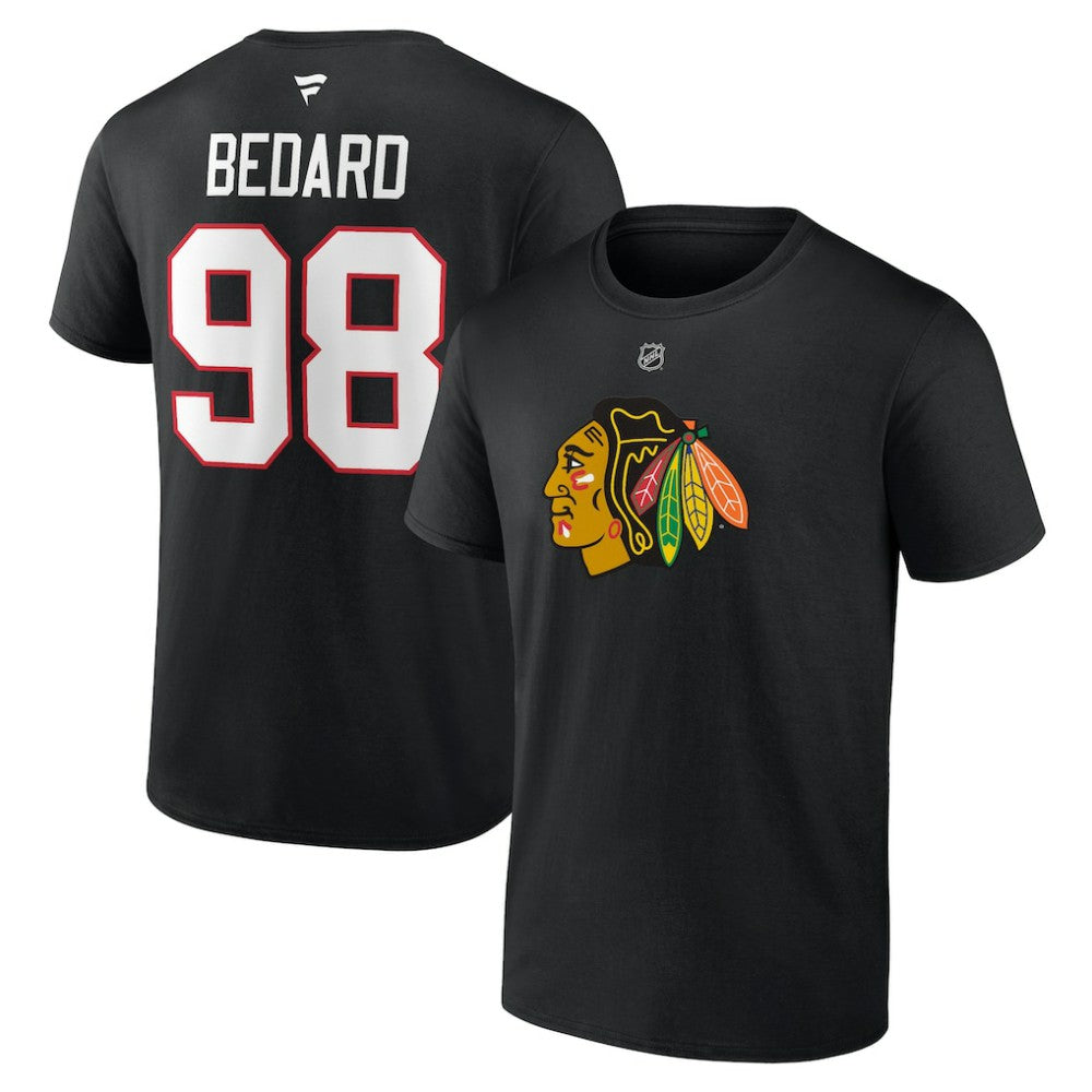 Connor Bedard Chicago Blackhawks Fanatics Authentic Stack Name & Number T-Shirt
