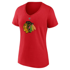 Connor Bedard Chicago Blackhawks Fanatics Women's Authentic Stack Name & Number V-Neck T-Shirt