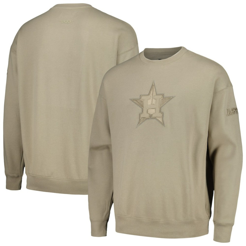 Houston Astros Pro Standard Neutral Drop Shoulder Pullover Sweatshirt - Pewter