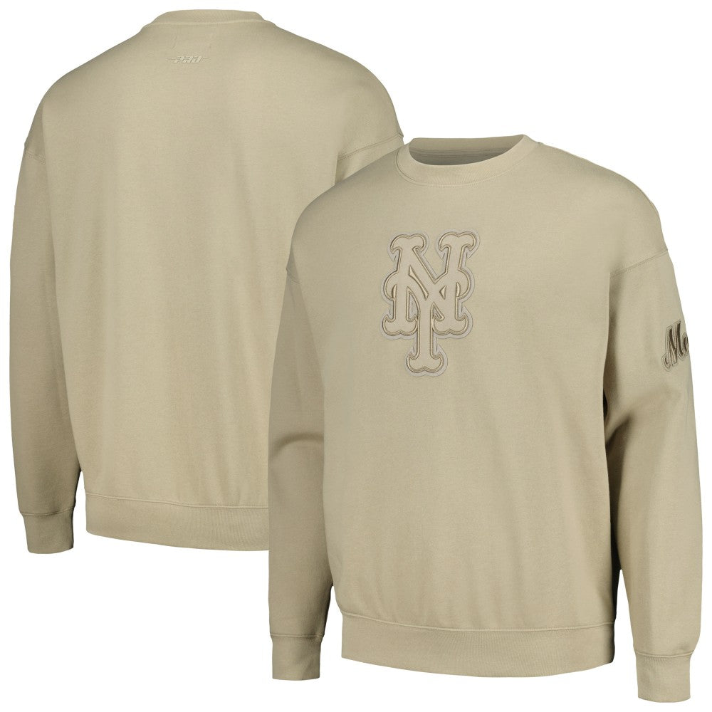 New York Mets Pro Standard Neutral Drop Shoulder Pullover Sweatshirt - Pewter