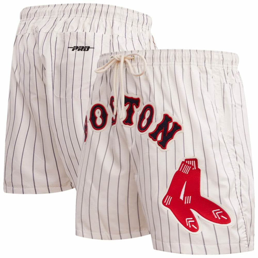 Boston Red Sox Pro Standard Pinstripe Retro Classic Woven Shorts - Cream