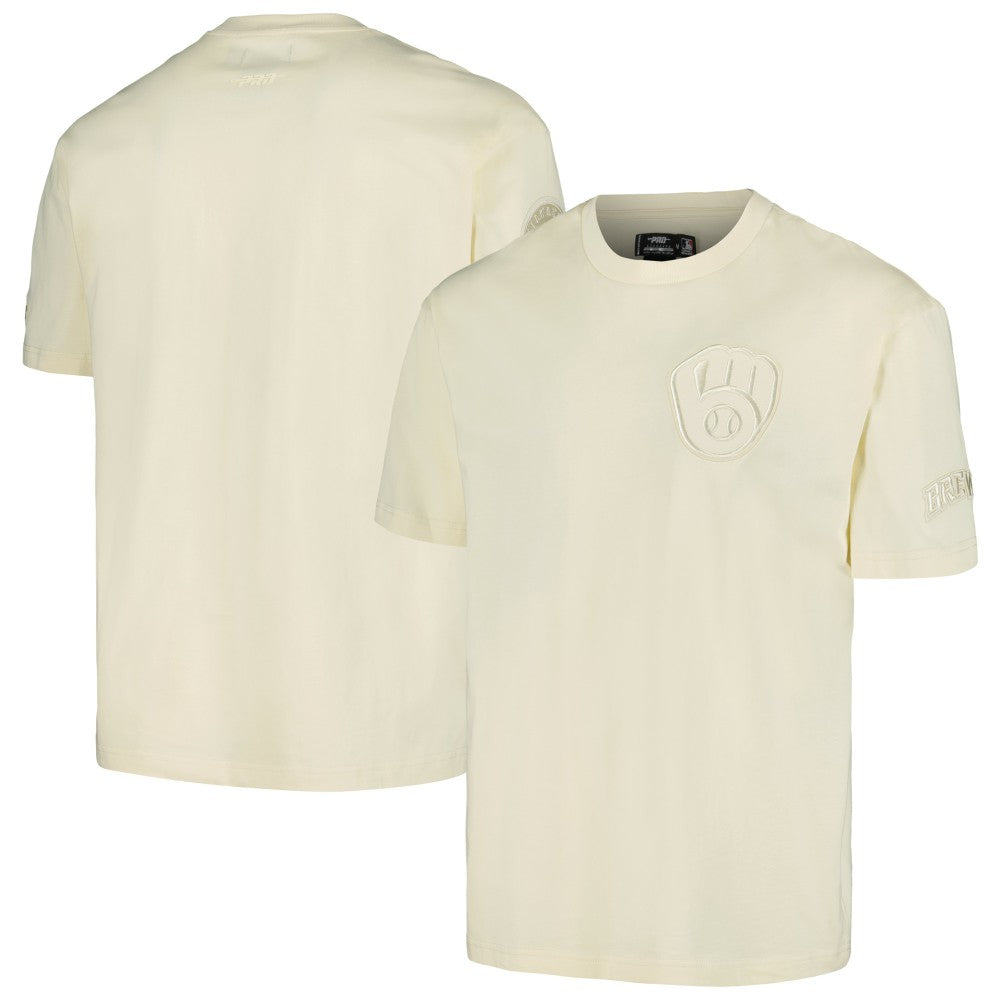Milwaukee Brewers Pro Standard Oversized Neutral CJ Dropped Shoulders T-Shirt - Cream