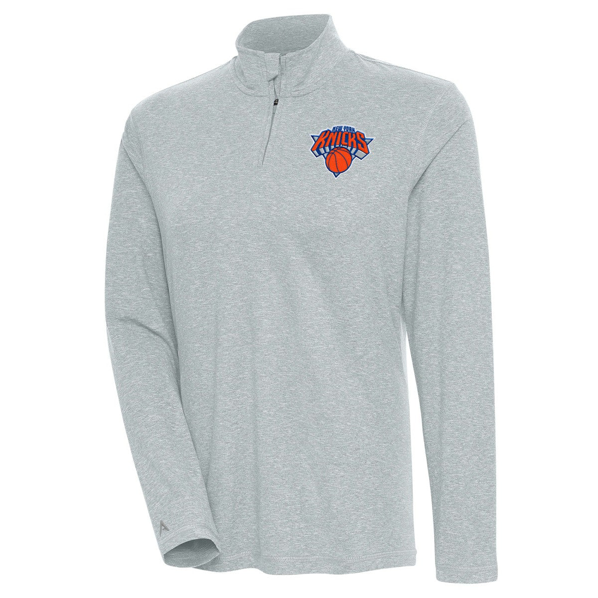 New York Knicks Antigua Women's Confront Quarter-Zip Pullover Top - Heather Gray cheap