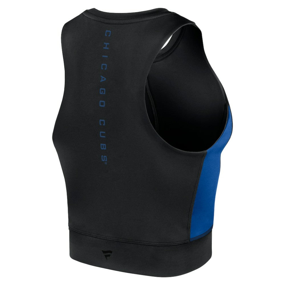 Chicago Cubs Women's Studio Half-Zip Fitted Gym Tank Top - Black
