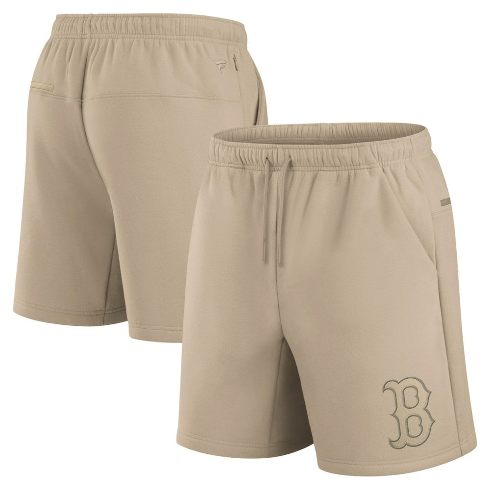 Boston Red Sox Unisex Elements Super Soft Fleece Shorts - Khaki