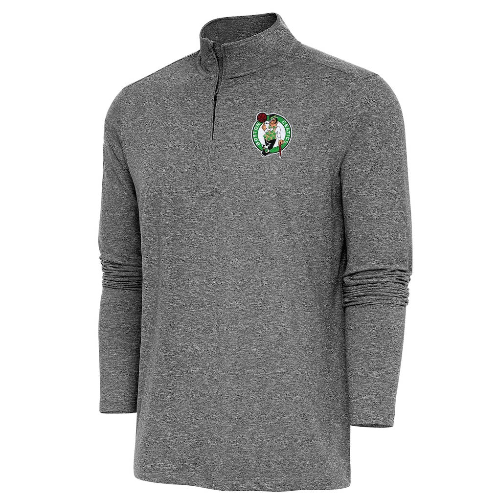 Boston Celtics Antigua Hunk Quarter-Zip Pullover Top - Heather Black shop
