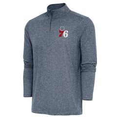 Philadelphia 76ers Antigua Hunk Quarter-Zip Pullover Top - Heather Navy on sale