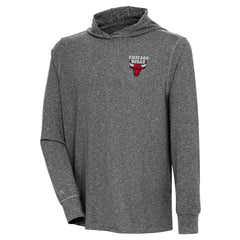 Chicago Bulls Antigua Saga Long Sleeve Hoodie T-Shirt - Heather Black on sale