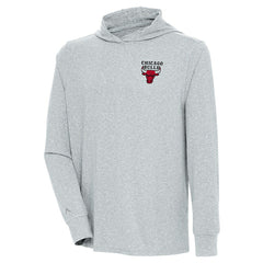 Chicago Bulls Antigua Saga Long Sleeve Hoodie T-Shirt - Heather Gray discount