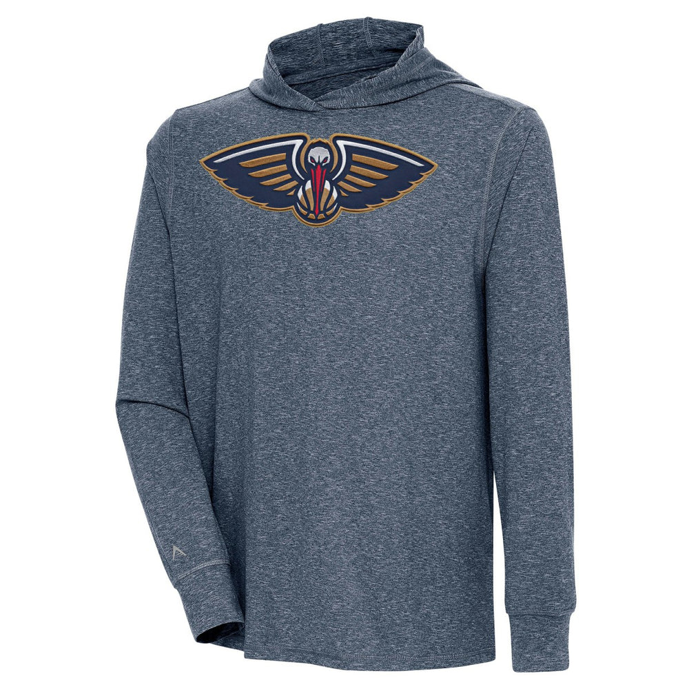 New Orleans Pelicans Antigua Saga Long Sleeve Hoodie T-Shirt - Heather Navy cheap