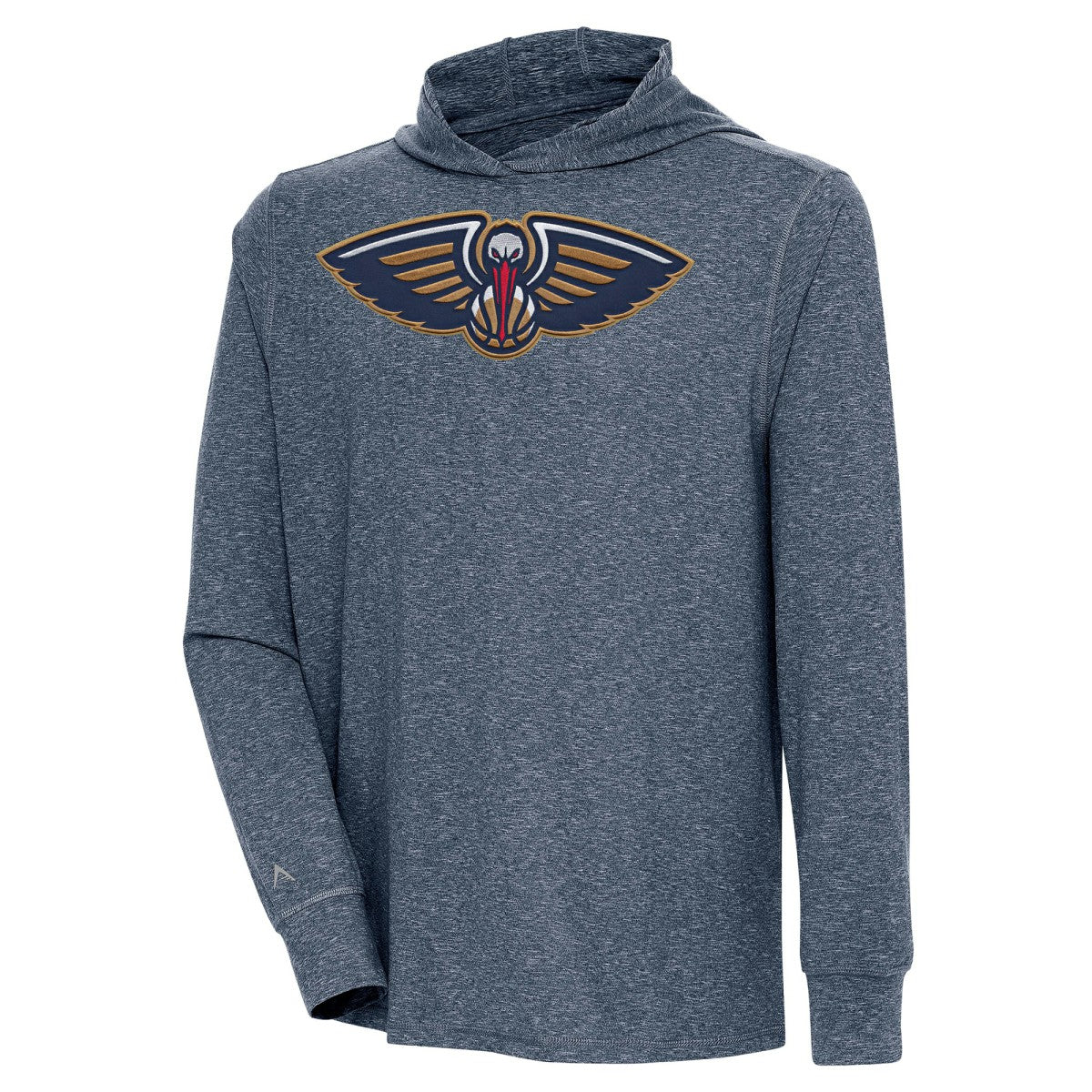 New Orleans Pelicans Antigua Saga Long Sleeve Hoodie T-Shirt - Heather Navy cheap