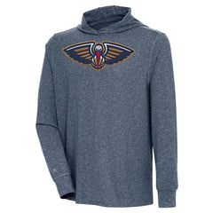New Orleans Pelicans Antigua Saga Long Sleeve Hoodie T-Shirt - Heather Navy cheap