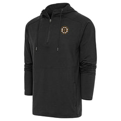Boston Bruins Antigua Spikes Raglan Quarter-Zip Hoodie