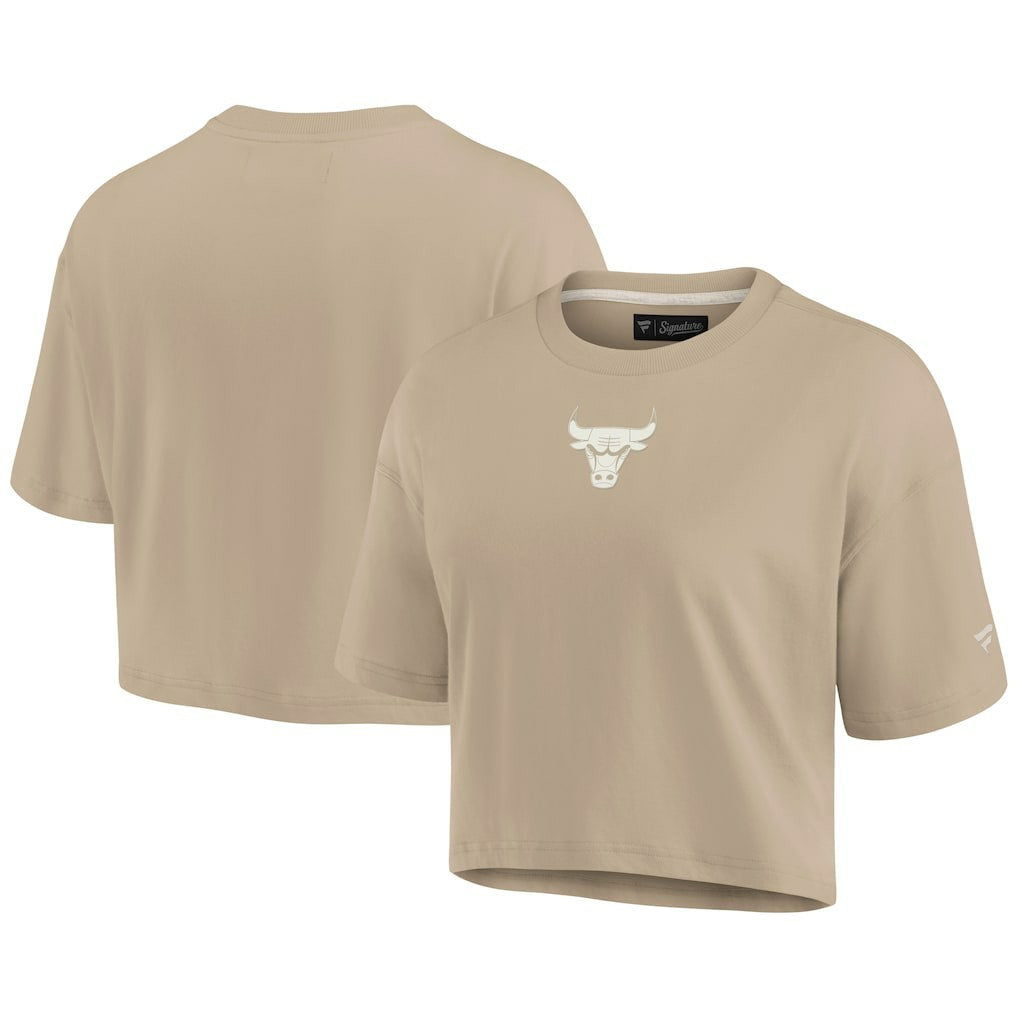 Chicago Bulls Women's Elements Super Soft Boxy Cropped T-Shirt sale - Khaki | Fanatics online
