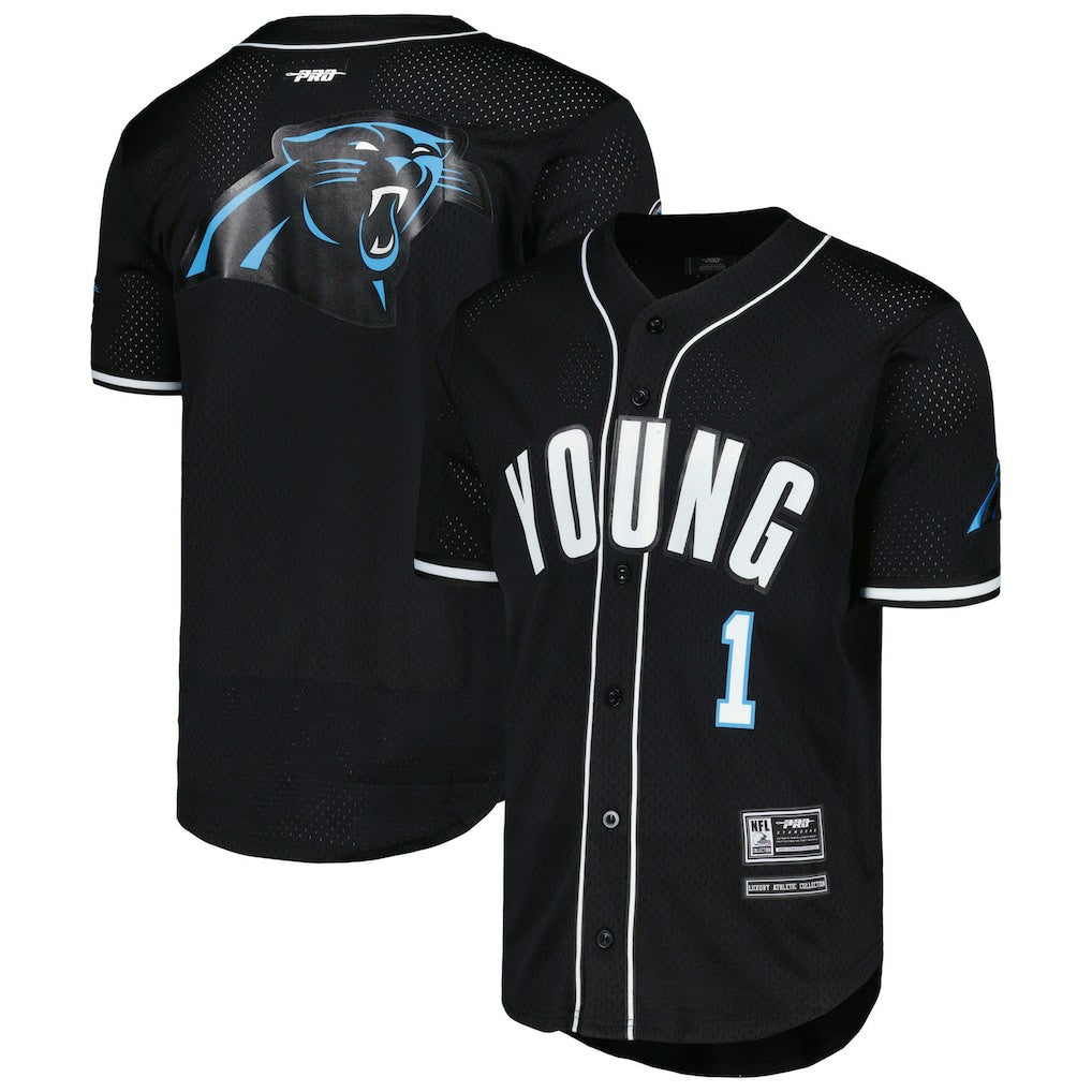NFL Carolina Panthers Bryce Young  Pro Standard Mesh Baseball Button-Up T-Shirt