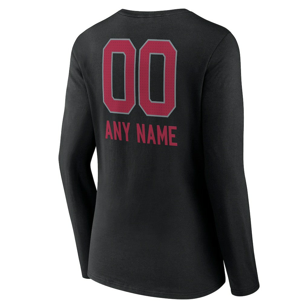 NFL Arizona Cardinals Women's Personalized Name & Number Team Wordmark Long Sleeve V-Neck T-Shirt