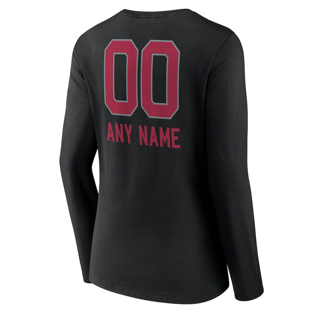 NFL Arizona Cardinals Women's Personalized Name & Number Team Wordmark Long Sleeve V-Neck T-Shirt