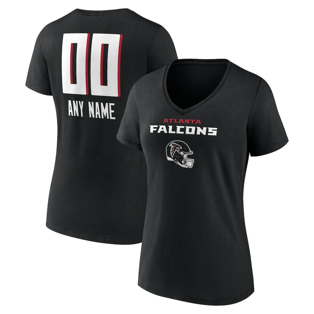NFL Atlanta Falcons Women's Personalized Name & Number Team Wordmark V-Neck T-Shirt