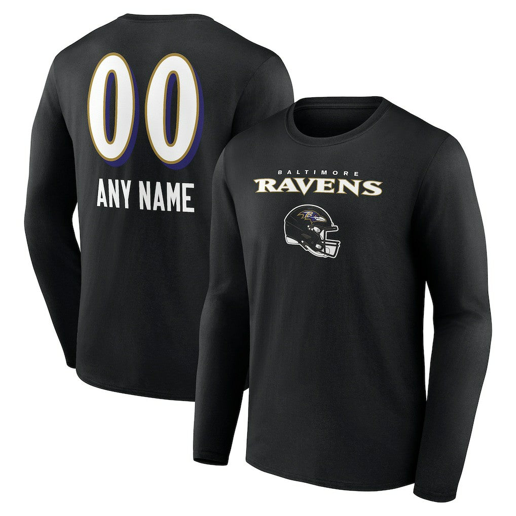 NFL Baltimore Ravens Personalized Name & Number Team Wordmark Long Sleeve T-Shirt