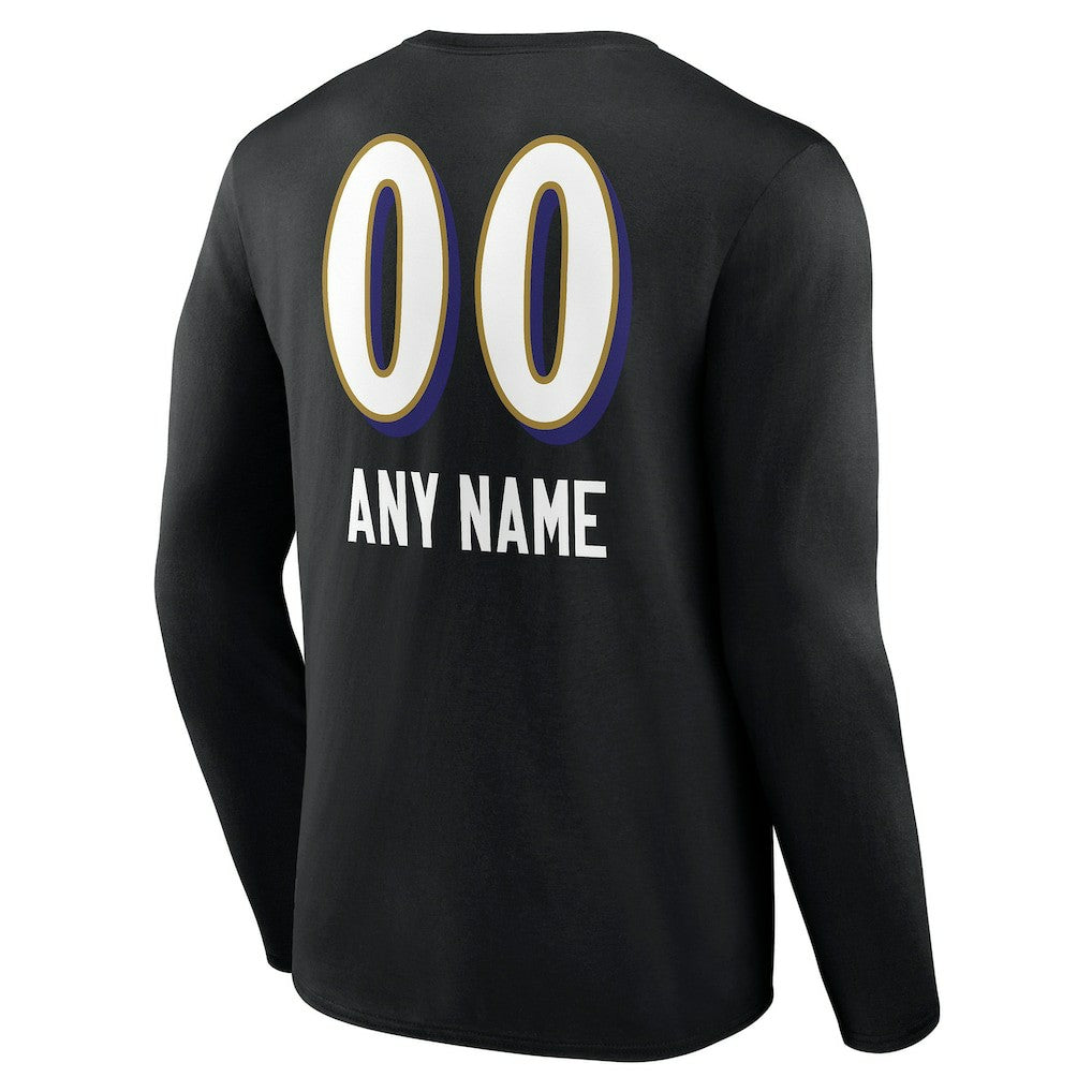 NFL Baltimore Ravens Personalized Name & Number Team Wordmark Long Sleeve T-Shirt