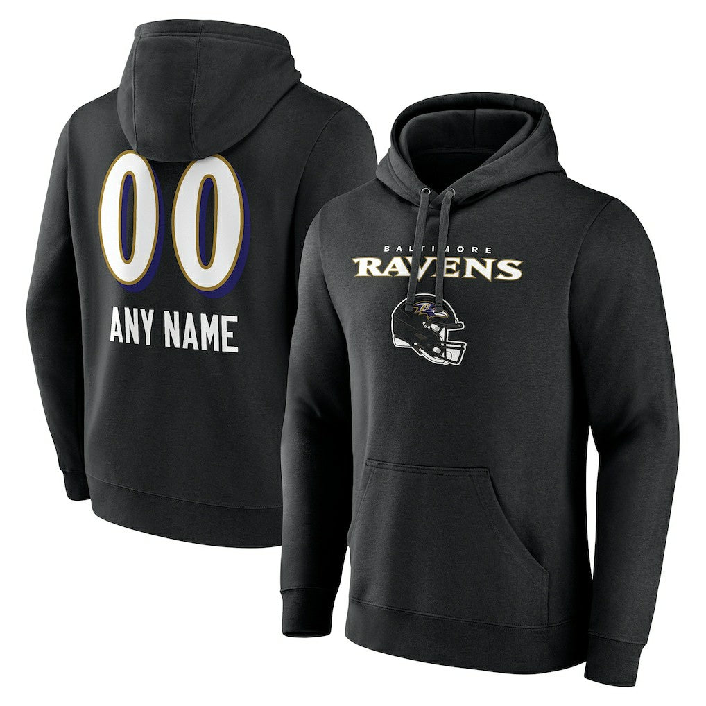 NFL Baltimore Ravens Personalized Name & Number Team Wordmark Pullover Hoodie