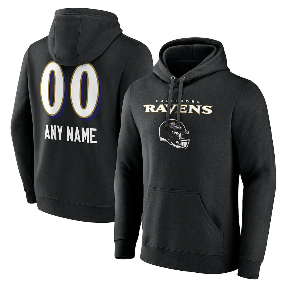 NFL Baltimore Ravens Personalized Name & Number Team Wordmark Pullover Hoodie