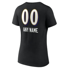 NFL Baltimore Ravens Women's Personalized Name & Number Team Wordmark V-Neck T-Shirt