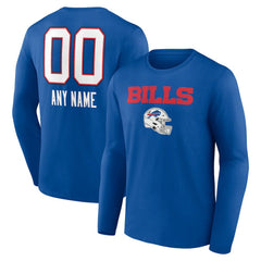 NFL Buffalo Bills Personalized Name & Number Team Wordmark Long Sleeve T-Shirt