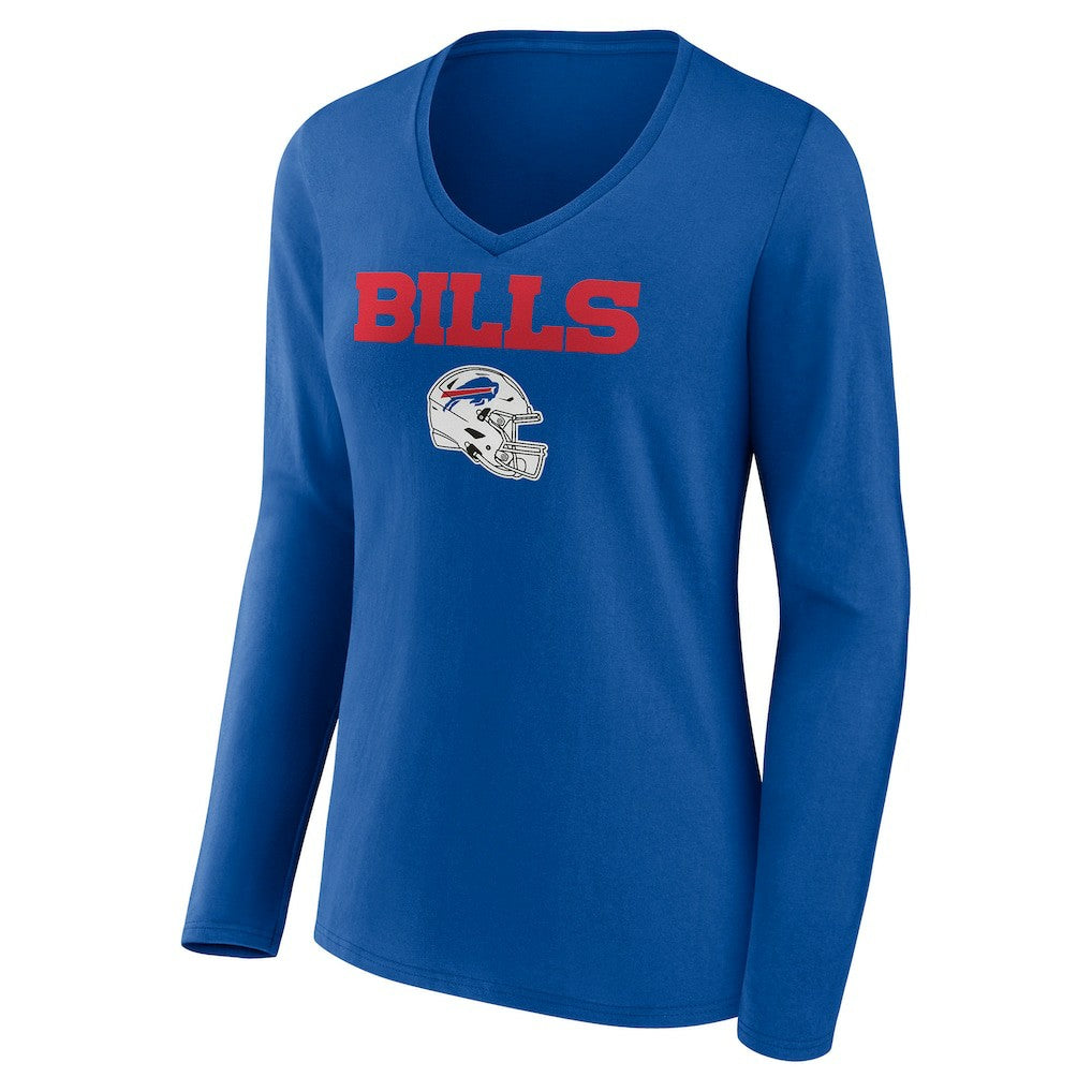 NFL Buffalo Bills Women's Personalized Name & Number Team Wordmark Long Sleeve V-Neck T-Shirt