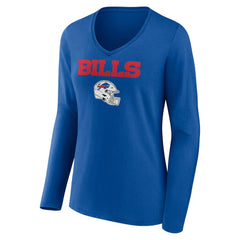 NFL Buffalo Bills Women's Personalized Name & Number Team Wordmark Long Sleeve V-Neck T-Shirt