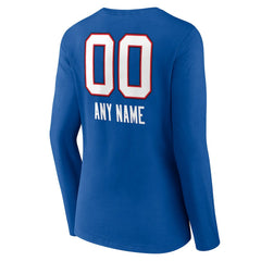 NFL Buffalo Bills Women's Personalized Name & Number Team Wordmark Long Sleeve V-Neck T-Shirt
