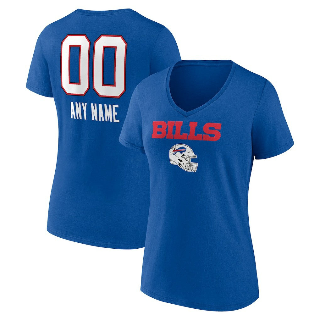 NFL Buffalo Bills Women's Personalized Name & Number Team Wordmark V-Neck T-Shirt